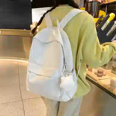 普乐威 小清新学院风纯色韩版简约百搭 尼龙 双肩包 大号 男女同款情侣款 多色