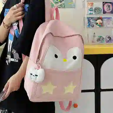 普乐威 学院风可爱卡通企鹅小清新初中高中学生旅游轻便 尼龙 双肩包 女款 多色