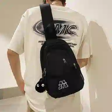 普乐威 时尚简约百搭运动学生个性潮流实用 尼龙 胸包 男女同款情侣款 白蓝红/白红色/黑色/蓝色