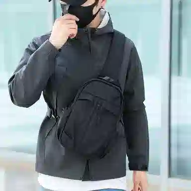 普乐威 简约百搭多功能潮牌 尼龙布 胸包 男女同款情侣款 灰色/黑色/蓝色