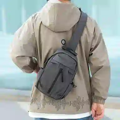 普乐威 简约百搭多功能潮牌 尼龙布 胸包 男女同款情侣款 灰色/黑色/蓝色