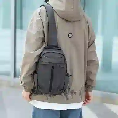 普乐威 简约百搭多功能潮牌 尼龙布 胸包 男女同款情侣款 灰色/黑色/蓝色