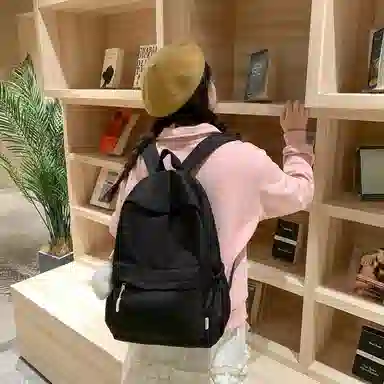 普乐威 小清新学院风纯色韩版简约百搭 尼龙 双肩包 大号 男女同款情侣款 多色