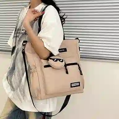 普乐威 高颜值书袋学生时尚百搭 尼龙 单肩斜挎包 男女同款情侣款 白色/黑色/灰色/卡其色