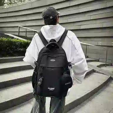 普乐威 潮酷高颜值 尼龙 双肩包 男女同款情侣款 几何/动漫/报纸/涂鸦/白色/黑色