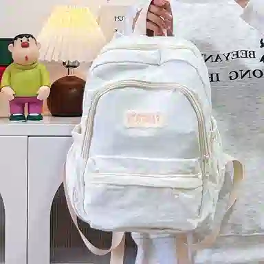 普乐威 高颜值日韩小清新纯色初中高中大学上课百搭通勤轻便休闲旅游 尼龙 双肩包 大号 男女同款情侣款 多色