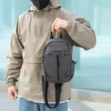 普乐威 简约百搭多功能潮牌 尼龙布 胸包 男女同款情侣款 灰色/黑色/蓝色