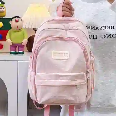 普乐威 高颜值日韩小清新纯色初中高中大学上课百搭通勤轻便休闲旅游 尼龙 双肩包 大号 男女同款情侣款 多色