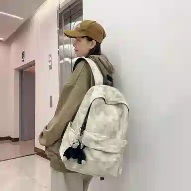 普乐威 扎染简约高中大学生时尚潮流百搭通勤旅游潮牌 尼龙 双肩包 男女同款情侣款 多色