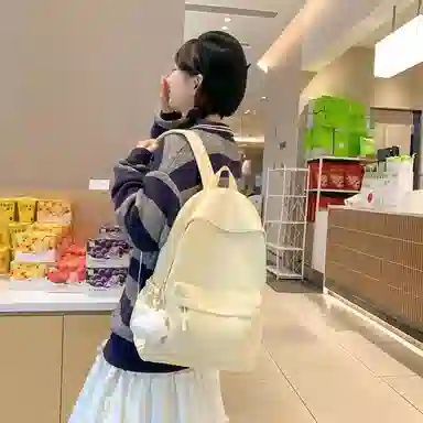 普乐威 小清新学院风纯色韩版简约百搭 尼龙 双肩包 大号 男女同款情侣款 多色