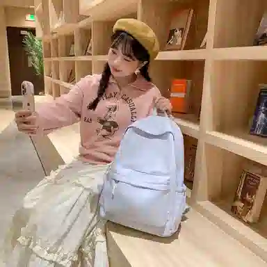 普乐威 小清新学院风纯色韩版简约百搭 尼龙 双肩包 大号 男女同款情侣款 多色