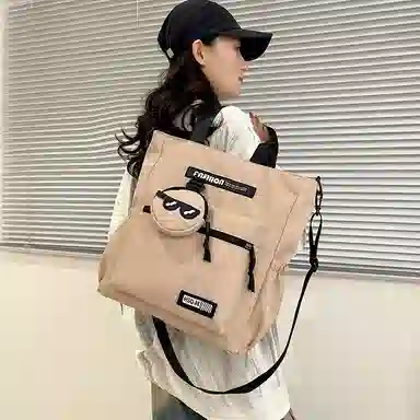 普乐威 高颜值书袋学生时尚百搭 尼龙 单肩斜挎包 男女同款情侣款 白色/黑色/灰色/卡其色