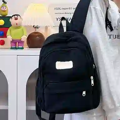 普乐威 高颜值日韩小清新纯色初中高中大学上课百搭通勤轻便休闲旅游 尼龙 双肩包 大号 男女同款情侣款 多色