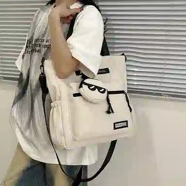 普乐威 高颜值书袋学生时尚百搭 尼龙 单肩斜挎包 男女同款情侣款 白色/黑色/灰色/卡其色