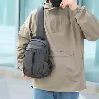 普乐威 简约百搭多功能潮牌 尼龙布 胸包 男女同款情侣款 灰色/黑色/蓝色