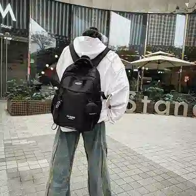 普乐威 潮酷高颜值 尼龙 双肩包 男女同款情侣款 几何/动漫/报纸/涂鸦/白色/黑色