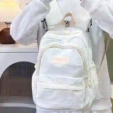 普乐威 高颜值日韩小清新纯色初中高中大学上课百搭通勤轻便休闲旅游 尼龙 双肩包 大号 男女同款情侣款 多色