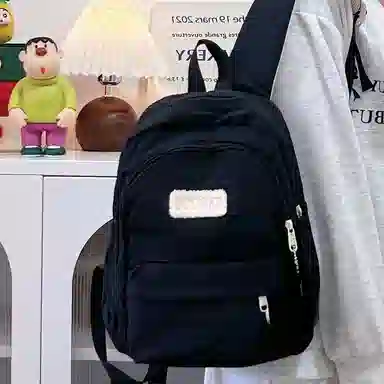 普乐威 高颜值日韩小清新纯色初中高中大学上课百搭通勤轻便休闲旅游 尼龙 双肩包 大号 男女同款情侣款 多色