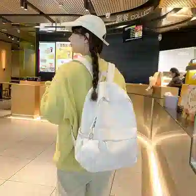 普乐威 小清新学院风纯色韩版简约百搭 尼龙 双肩包 大号 男女同款情侣款 多色