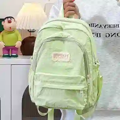 普乐威 高颜值日韩小清新纯色初中高中大学上课百搭通勤轻便休闲旅游 尼龙 双肩包 大号 男女同款情侣款 多色