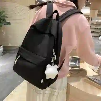 普乐威 小清新学院风纯色韩版简约百搭 尼龙 双肩包 大号 男女同款情侣款 多色