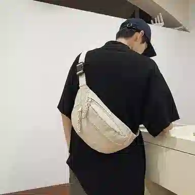 普乐威 日系轻便简约百搭百搭休闲运动骑行通勤 尼龙 胸包 男女同款情侣款 米白色/黑色/黄色/绿色/蓝色