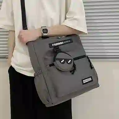 普乐威 高颜值书袋学生时尚百搭 尼龙 单肩斜挎包 男女同款情侣款 白色/黑色/灰色/卡其色