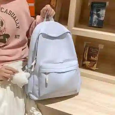 普乐威 小清新学院风纯色韩版简约百搭 尼龙 双肩包 大号 男女同款情侣款 多色