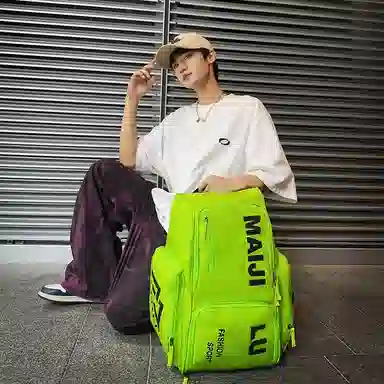 普乐威 大容量简约短途旅行工装风字母印花休闲百搭书包大学生高中生 牛津布 双肩包 男女同款情侣款 白色/黑色/桔色/绿色/蓝色