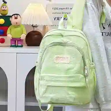 普乐威 高颜值日韩小清新纯色初中高中大学上课百搭通勤轻便休闲旅游 尼龙 双肩包 大号 男女同款情侣款 多色