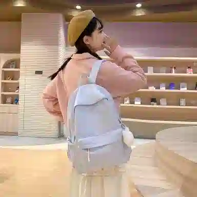 普乐威 小清新学院风纯色韩版简约百搭 尼龙 双肩包 大号 男女同款情侣款 多色