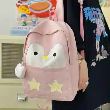 普乐威 学院风可爱卡通企鹅小清新初中高中学生旅游轻便 尼龙 双肩包 女款 多色