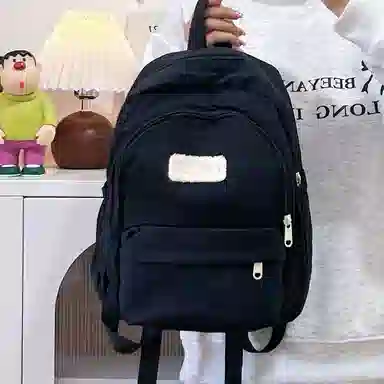 普乐威 高颜值日韩小清新纯色初中高中大学上课百搭通勤轻便休闲旅游 尼龙 双肩包 大号 男女同款情侣款 多色