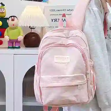 普乐威 高颜值日韩小清新纯色初中高中大学上课百搭通勤轻便休闲旅游 尼龙 双肩包 大号 男女同款情侣款 多色