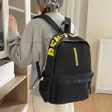 普乐威 小众慵懒简约字母上课通勤百搭高颜值大容量轻便 尼龙 双肩包 男女同款情侣款 多色