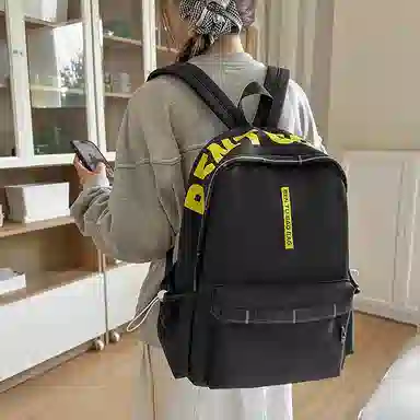 普乐威 小众慵懒简约字母上课通勤百搭高颜值大容量轻便 尼龙 双肩包 男女同款情侣款 多色