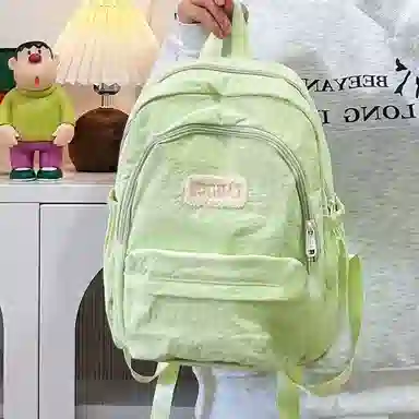 普乐威 高颜值日韩小清新纯色初中高中大学上课百搭通勤轻便休闲旅游 尼龙 双肩包 大号 男女同款情侣款 多色