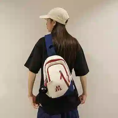 普乐威 时尚简约百搭运动学生个性潮流实用 尼龙 胸包 男女同款情侣款 白蓝红/白红色/黑色/蓝色