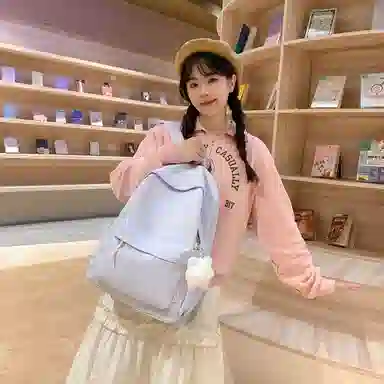 普乐威 小清新学院风纯色韩版简约百搭 尼龙 双肩包 大号 男女同款情侣款 多色