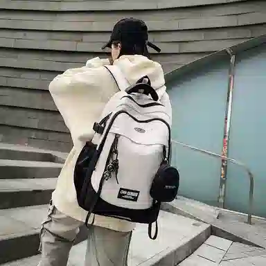 普乐威 潮酷高颜值 尼龙 双肩包 男女同款情侣款 几何/动漫/报纸/涂鸦/白色/黑色