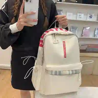 普乐威 小众慵懒简约字母上课通勤百搭高颜值大容量轻便 尼龙 双肩包 男女同款情侣款 多色