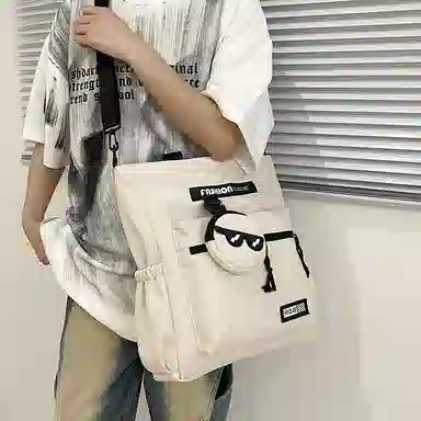 普乐威 高颜值书袋学生时尚百搭 尼龙 单肩斜挎包 男女同款情侣款 白色/黑色/灰色/卡其色