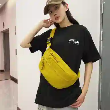 普乐威 日系轻便简约百搭百搭休闲运动骑行通勤 尼龙 胸包 男女同款情侣款 米白色/黑色/黄色/绿色/蓝色