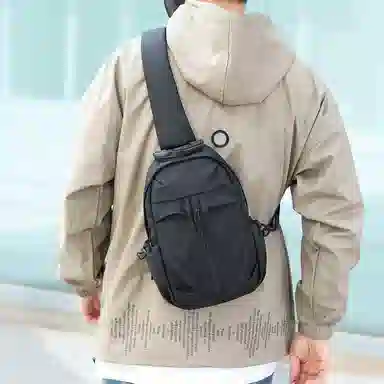 普乐威 简约百搭多功能潮牌 尼龙布 胸包 男女同款情侣款 灰色/黑色/蓝色