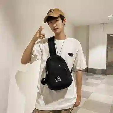 普乐威 时尚简约百搭运动学生个性潮流实用 尼龙 胸包 男女同款情侣款 白蓝红/白红色/黑色/蓝色