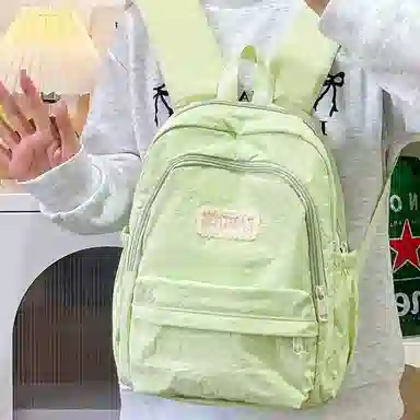 普乐威 高颜值日韩小清新纯色初中高中大学上课百搭通勤轻便休闲旅游 尼龙 双肩包 大号 男女同款情侣款 多色