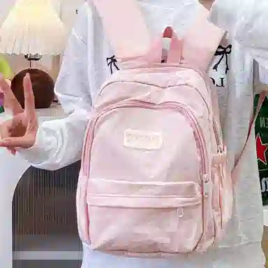 普乐威 高颜值日韩小清新纯色初中高中大学上课百搭通勤轻便休闲旅游 尼龙 双肩包 大号 男女同款情侣款 多色