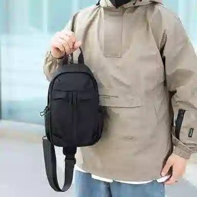 普乐威 简约百搭多功能潮牌 尼龙布 胸包 男女同款情侣款 灰色/黑色/蓝色