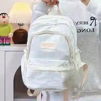 普乐威 高颜值日韩小清新纯色初中高中大学上课百搭通勤轻便休闲旅游 尼龙 双肩包 大号 男女同款情侣款 多色