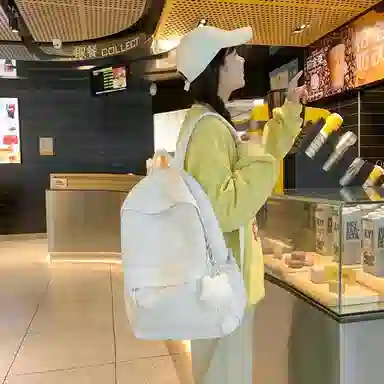 普乐威 小清新学院风纯色韩版简约百搭 尼龙 双肩包 大号 男女同款情侣款 多色